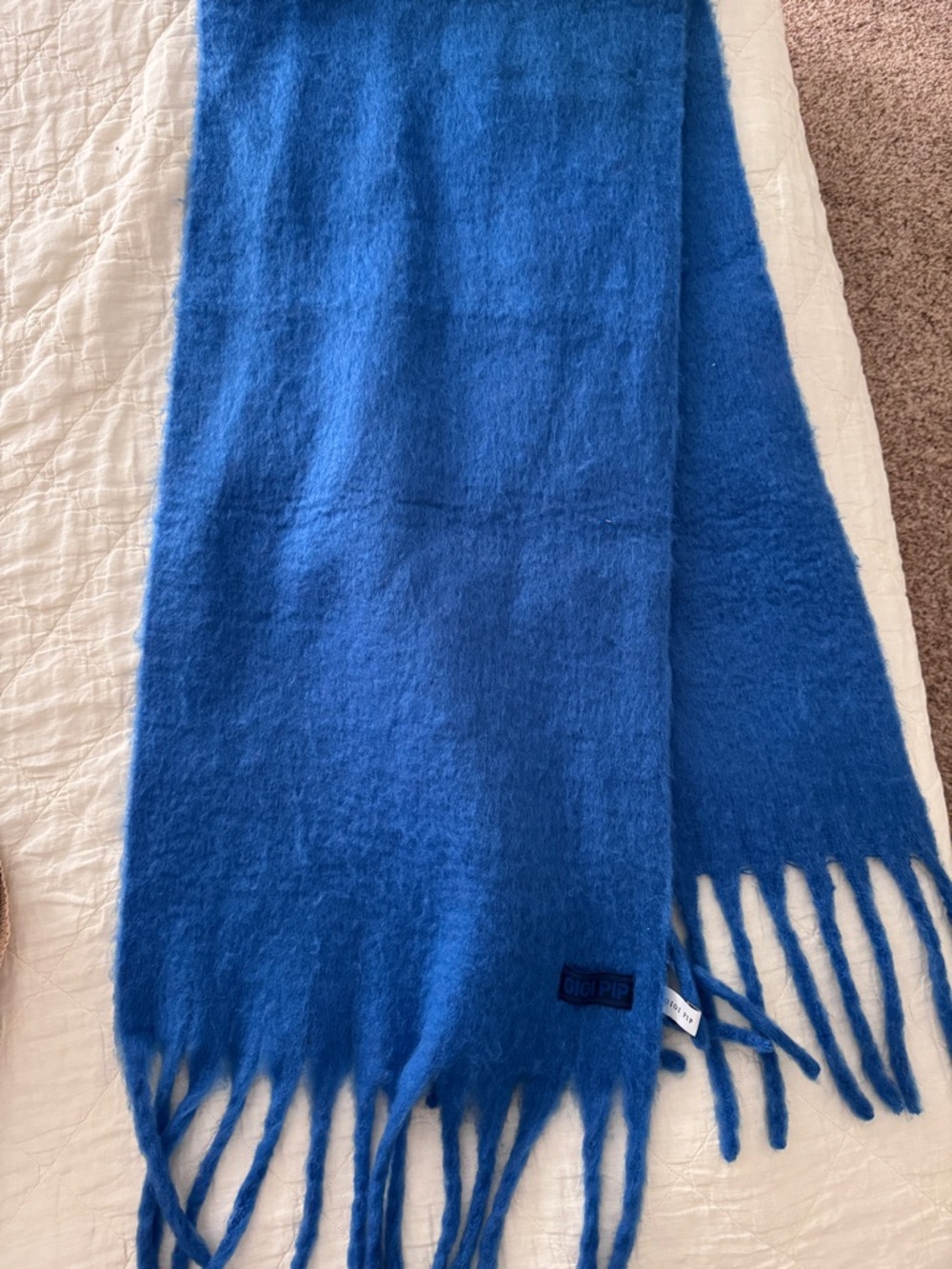GIGI PIP Sky Blue Fuzzy Fringe Scarf